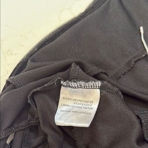 Hello Molly Elegant Black Ruched Mesh body suit.  Size Small.  Black. - Picture 5 of 5